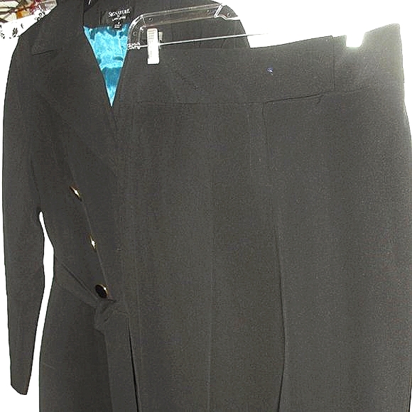 Larry Levine sophisticated overcoat matching pants sz 4 Black - Picture 1 of 12
